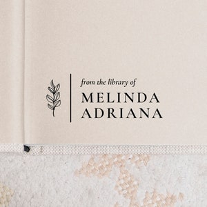 Leaf Minimal Personalized Book Stamp | From the library of | Ex Libris | This book belongs to | Book lover gift | Plant lover gift