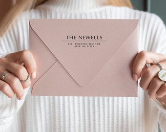 Modern return address stamp | Wedding Stamp | Save the date | Self ink stamper | Wood handle | Housewarming Gift | Family Stamp | Minimal