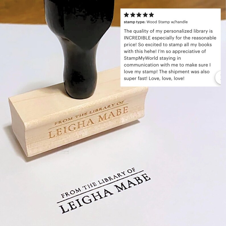 From the library of | Minimal Personalized Book Stamp | Ex Libris | This book belongs to | Self ink and Wood handle Options bild 4