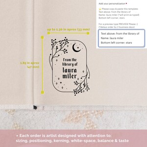 Moon Personalized Book Stamp | From the library of | Ex Libris | This book belongs to | Book lover gift | Self ink stamper | Wood handle image 4