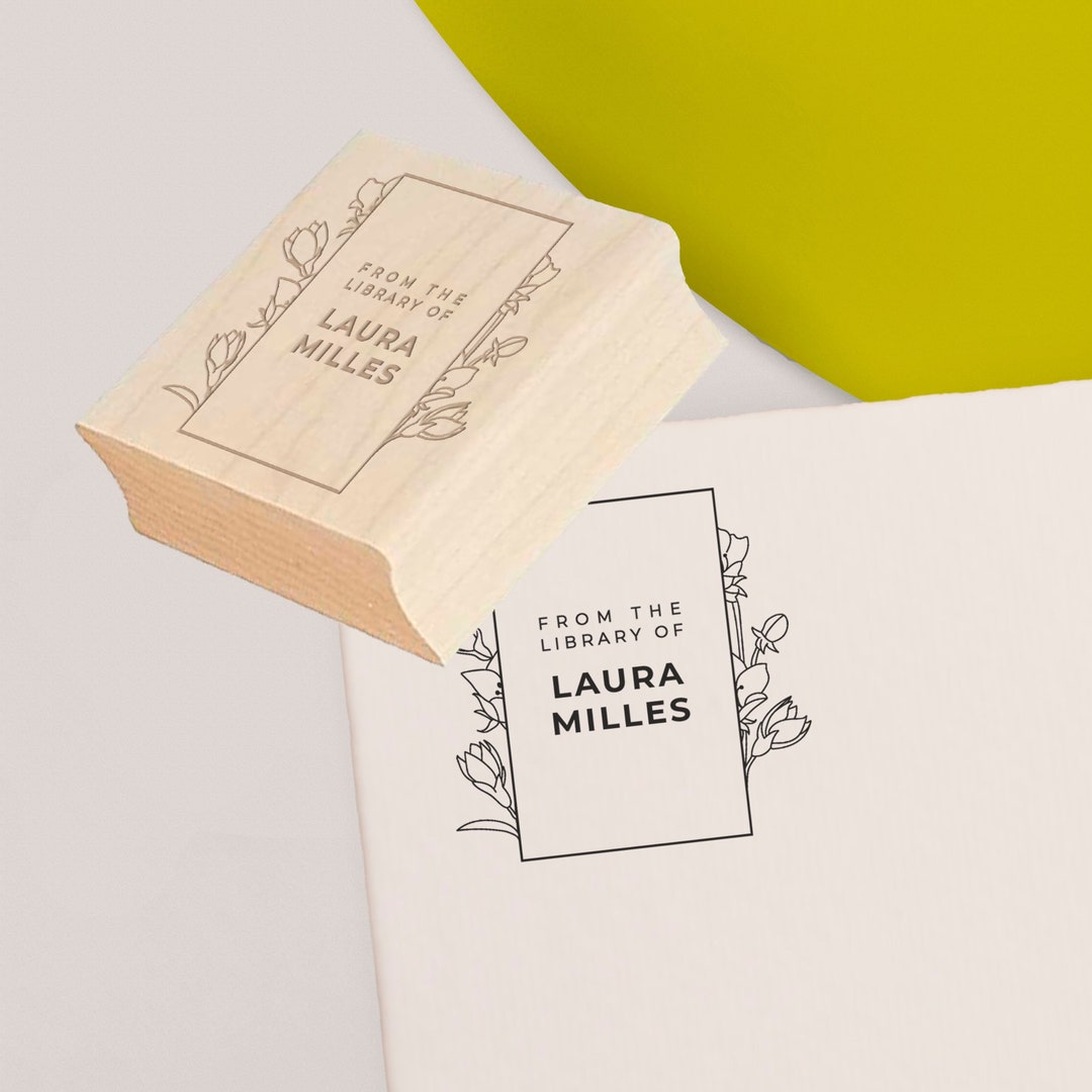CUSTOM LIBRARY STAMP Modern Personalized Book Stamp From the Library of