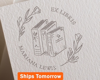 Personalized 'Ex Libris' Book Embosser Stamp | Floral Library Stamp