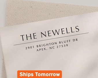 Modern return address stamp | Wedding Stamp | Save the date | Self ink stamper | Wood handle | Housewarming Gift | Family Stamp | Minimal