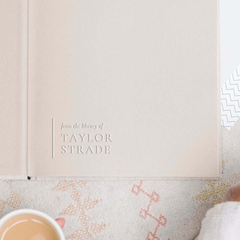 Minimal personalized book embosser stamp from the library etsy