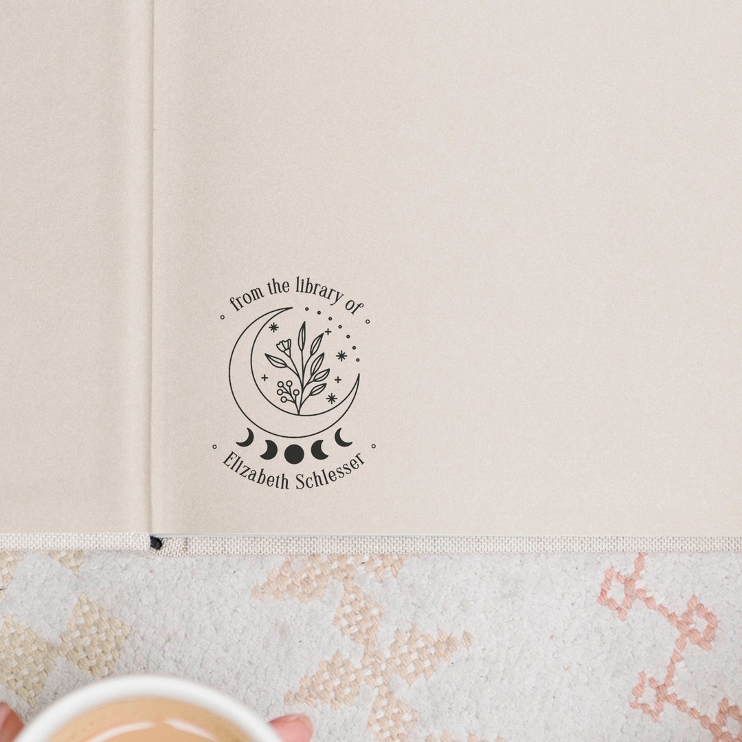Flower Moon Personalized Book Stamp | Embosser | From the Library of Ex ...