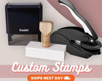 CUSTOM STAMPS Extra Large & Small Logo Stamp, Personalized Small Business Packaging Stamps, Self Inking Stamp, Business Rubber Stamp