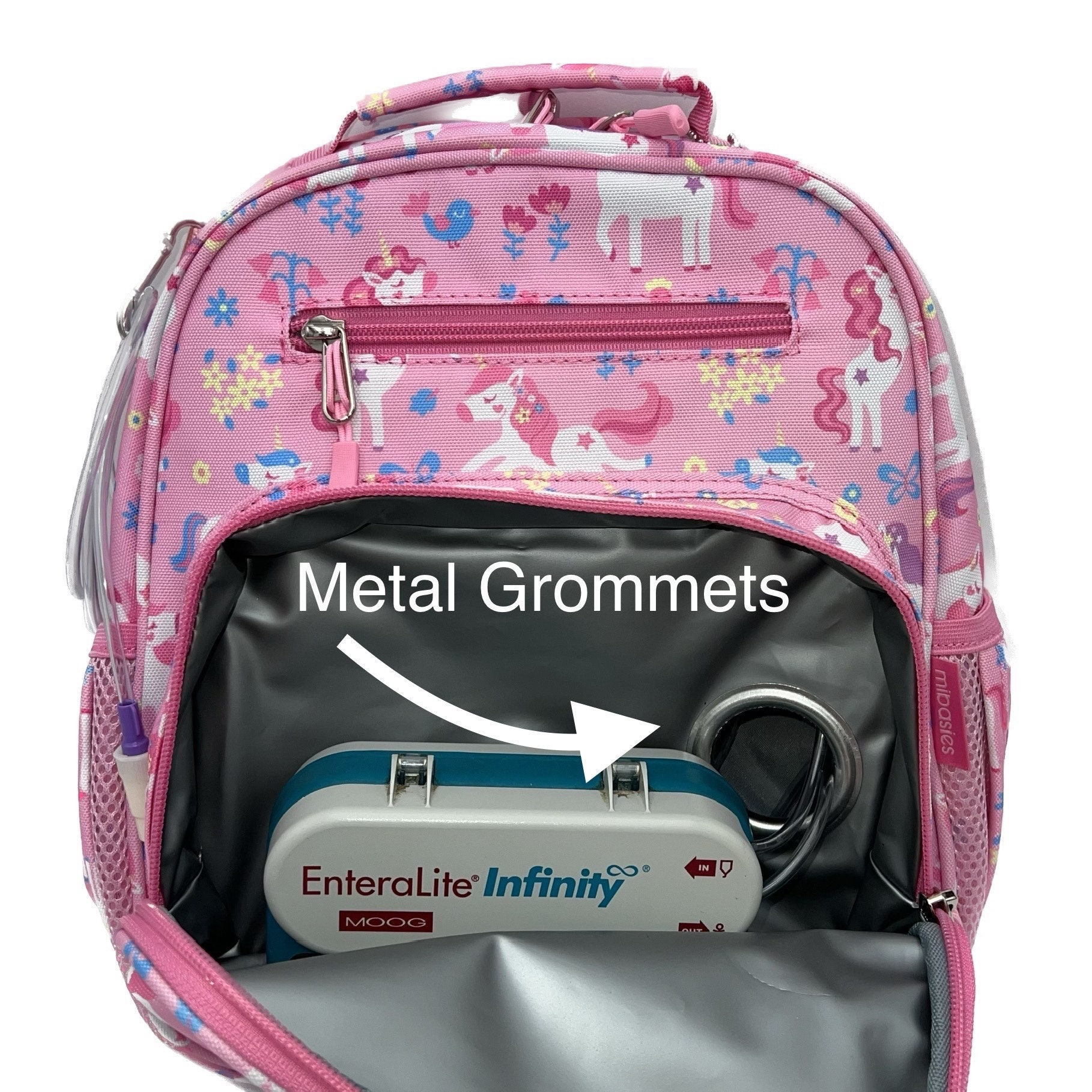 Small Feeding Tube Backpack | Pink Flower Unicorn | for Enteralite ...