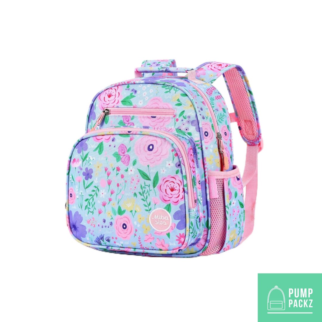 Small Feeding Tube Backpack | Blue and Pink Flowers | for Enteralite ...