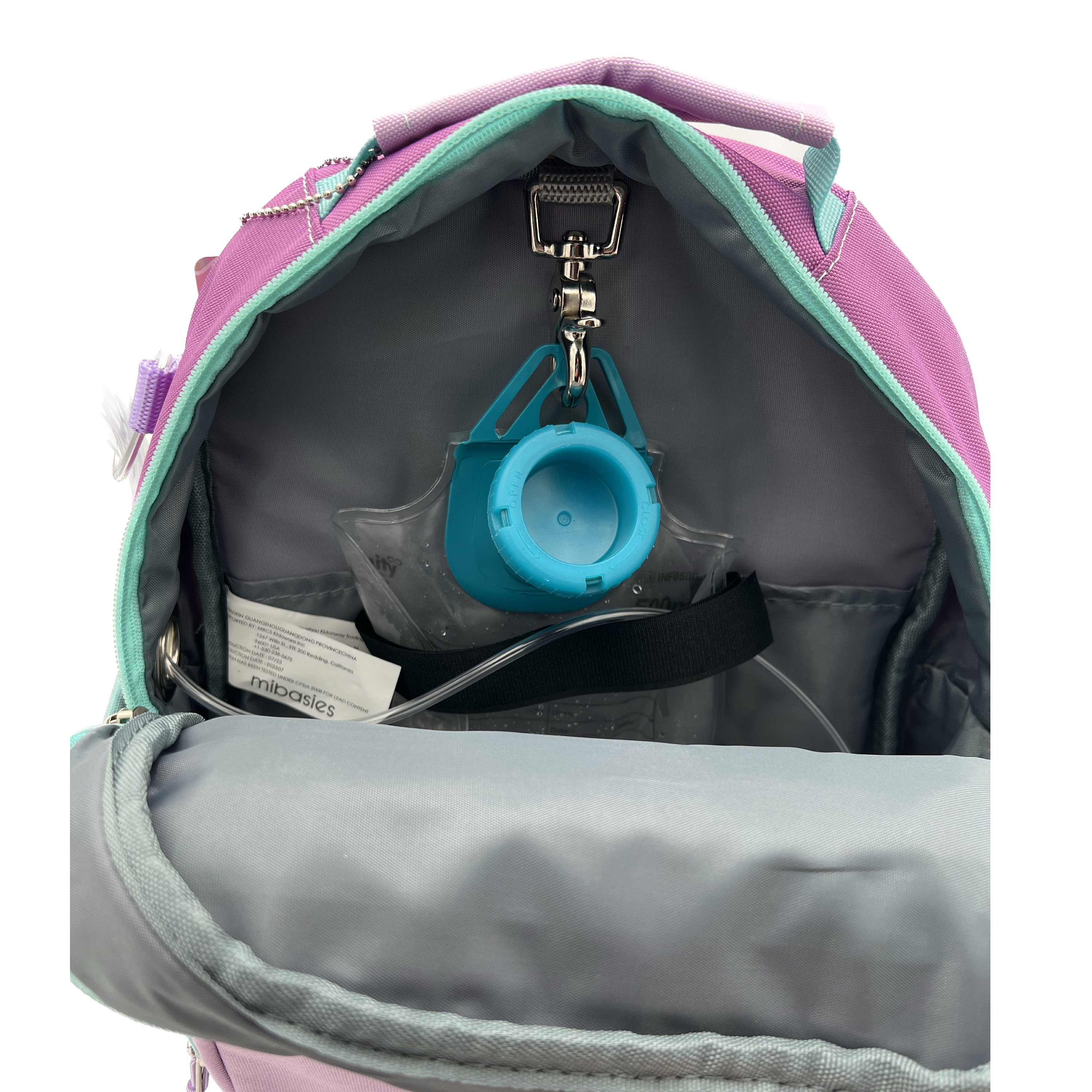 Tube Backpack Small Feeding Tube Backpack | Pink and Sky Blue Tulip and Bows | for ...