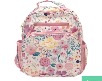 Small Feeding Tube Backpack | Pink Flowers | For EnteraLite Infinity Feeding Pump, Kangaroo Joey / Omni | 12”
