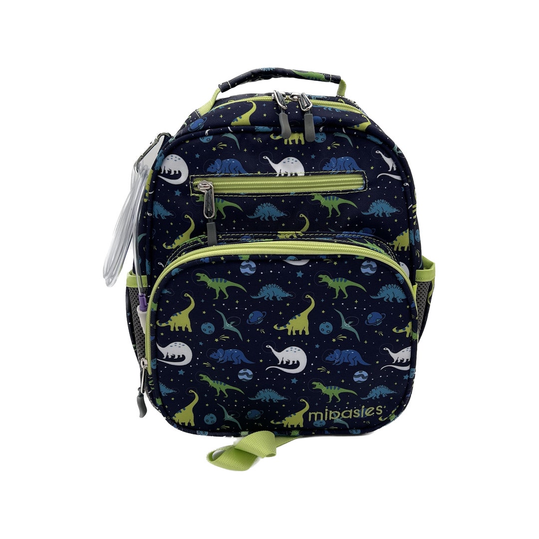 Small Feeding Tube Backpack Navy Blue Cosmic Dinosaur for Enteralite
