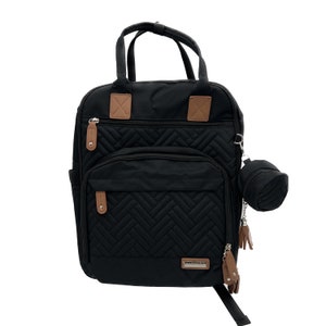 GTube Modified Tube Feeding Backpack | Black, Quilted | Large, 16.5” | Adapted for use with Enteralite Infinity and Kangaroo Joey