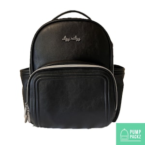 Kleine Tube Rucksack | Schwarz Noir, Vegan Leder | Klein, 30 cm | Für Enteralite Infinity, Kangaroo Joey/Omni, TPN
