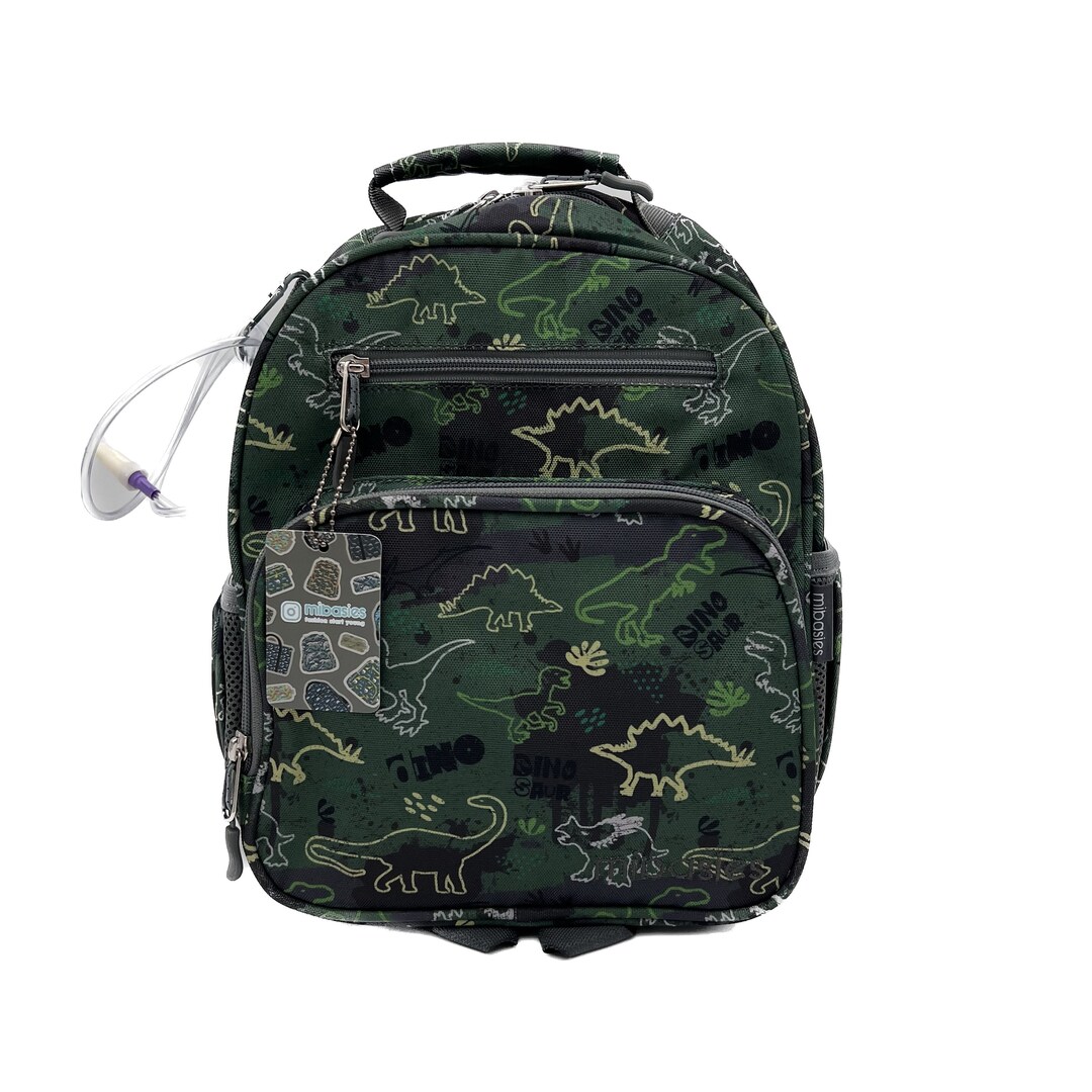 Small Feeding Tube Backpack Green Camo Dinosaur for Enteralite Infinity