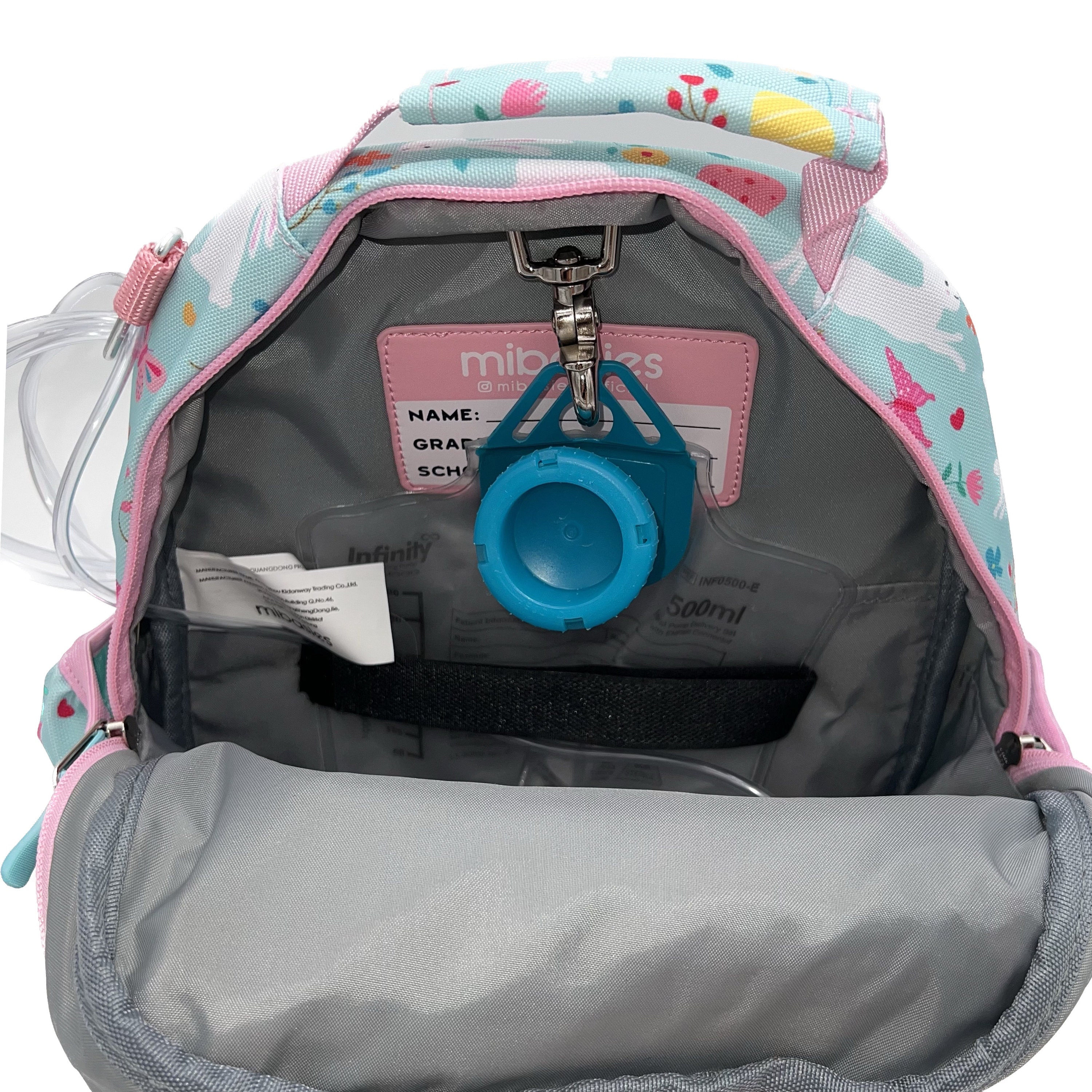 Small Feeding Tube Backpack | Blue and Pink Bunny | for Enteralite ...