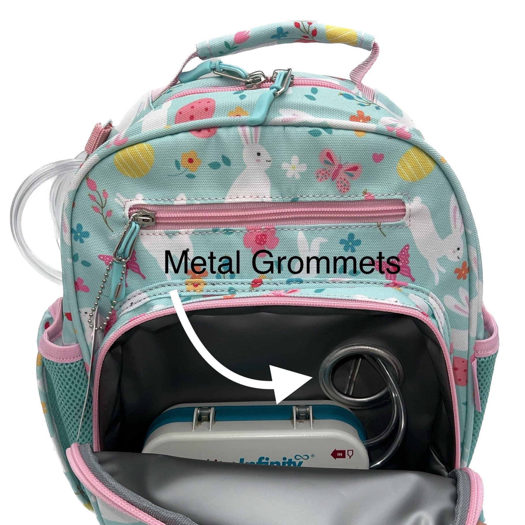 Small Feeding Tube Backpack | Blue and Pink Bunny | for Enteralite ...