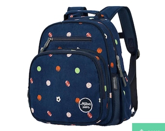 Kleine rugzak met voedingssonde | Marineblauw sportcorduroy | Voor EnteraLite Infinity-voedingspomp, Kangaroo Joey / Omni | 12"
