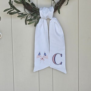 Embroidered American Flag Wreath Sash: Monogrammed Patriotic Decor