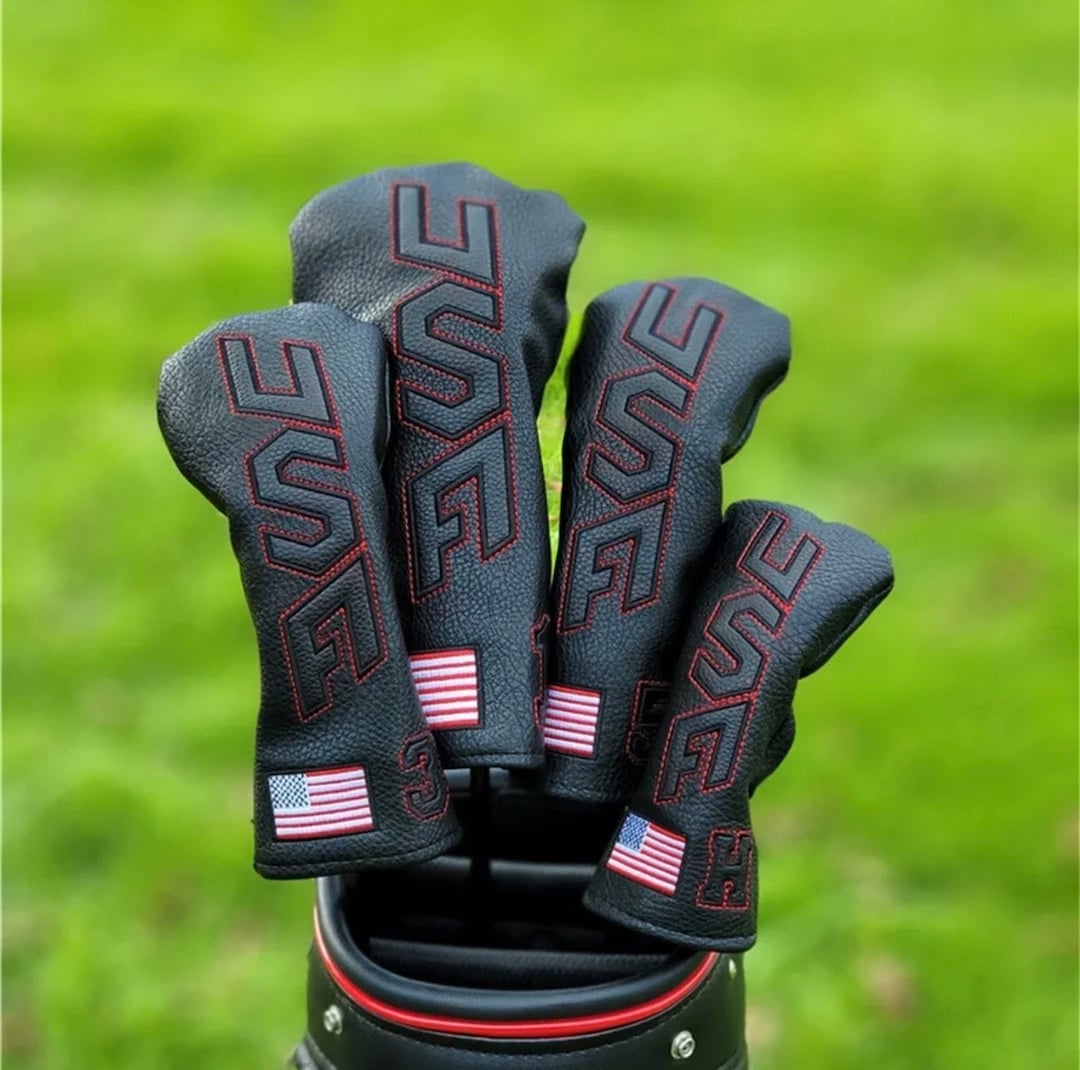Black USA Flag Design Golf Head Cover Dr/3w/5w/h Driver Fairway Wood