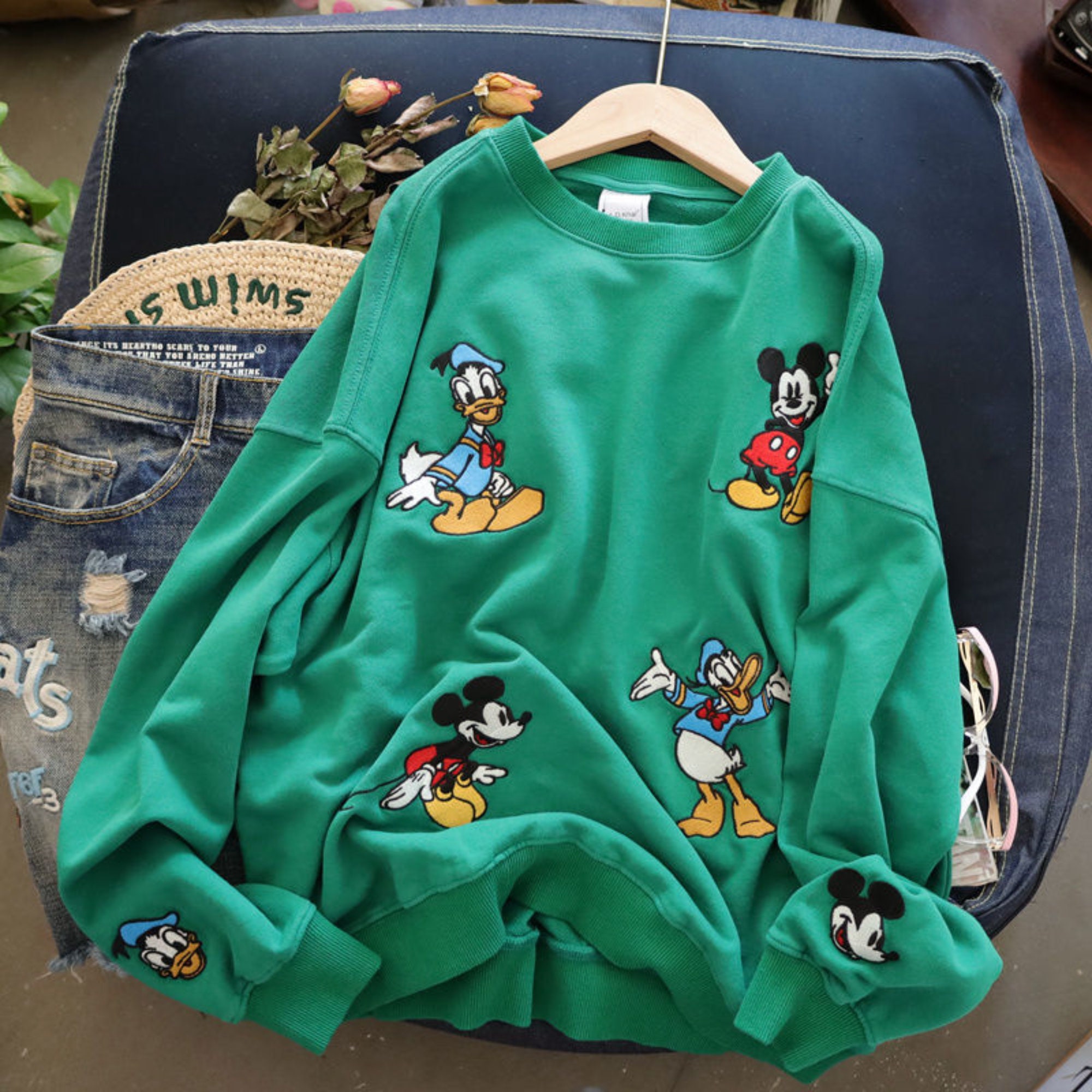 Disney Character Christmas Sweater Blue/White- Mens Sizes- Daffy, Minnie,  Mickey