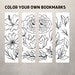Flowers Coloring Bookmarks, Line Art Bookmarks - Etsy