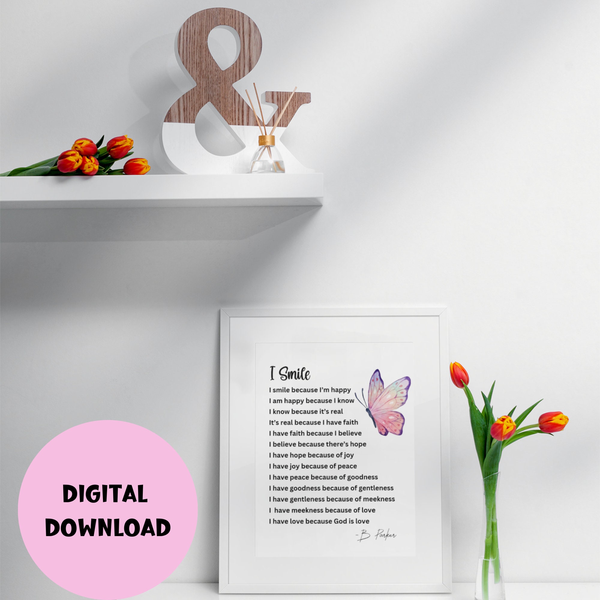 I Smile Poem, Christian, Inspirational Printable Poem Gift, Love.