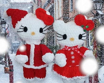 Kitty Santa Christmas Plushie set