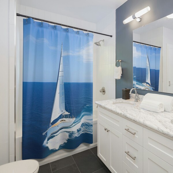 Sailboat Shower Curtain Etsy