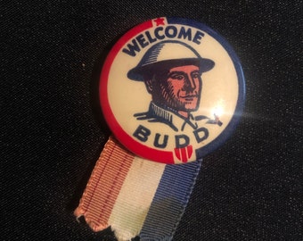 Antique Pin - Welcome Buddy