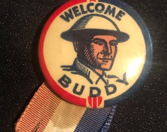 Antique Pin - Welcome Buddy