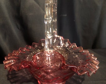 Vintage Pink Glass Basket (Fenton)