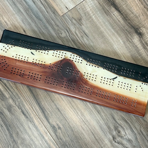 Resin Wood Cribbage Board Etsy
