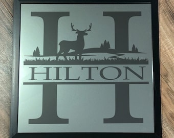 Personalized Sportsman's Family Name Monogram Mirror