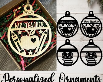 Personalized Name Ornaments w/Gift Box - Teacher Collection