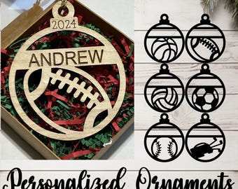 Personalized Name Ornaments w/Gift Box - Sports Collection