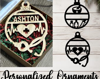 Personalized Name Ornaments w/Gift Box - Medical Collection