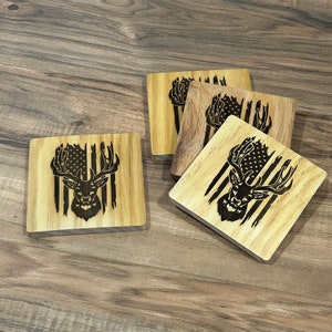 American Flag Buck Coasters