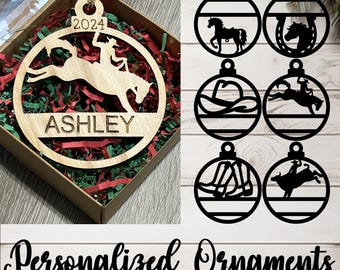 Personalized Name Ornaments w/Gift Box - Cowboy & Cowgirl Collection