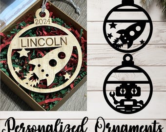 Personalized Name Ornaments w/Gift Box - Space Collection