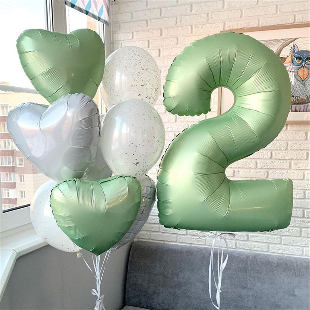 40inch Olive Green Color Number Balloon 09 Large Digital Etsy