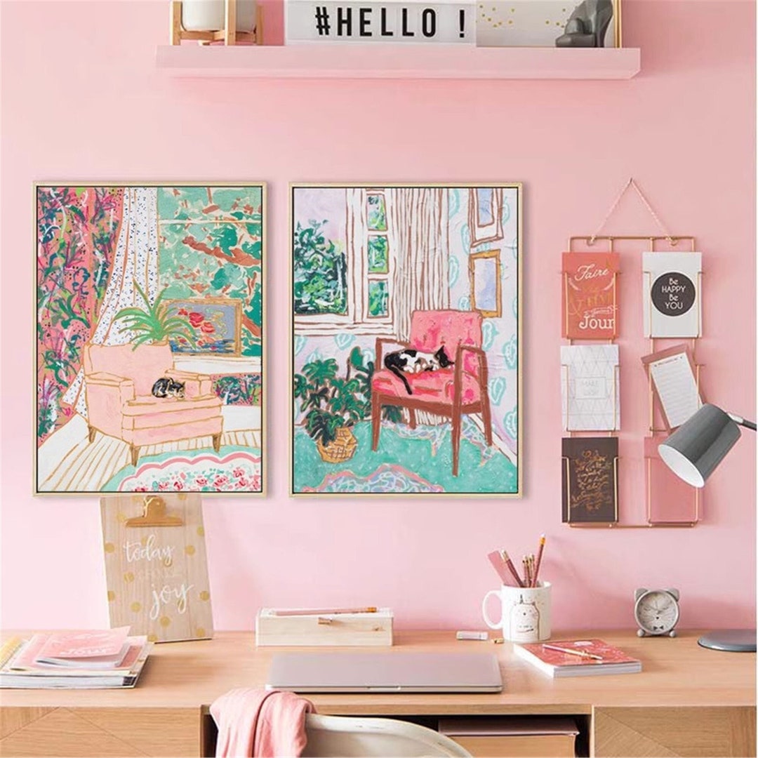 modern-paint-by-number-kit-cat-and-plant-paint-by-number-kids-etsy-canada