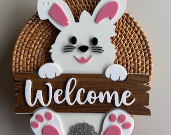 Easter Bunny Welcome Sign | Spring Door Decoration