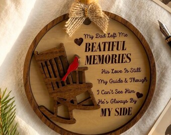 Wooden Memorial Ornament – Cardinal, Rocking Chair, Dad Remembrance Keepsake