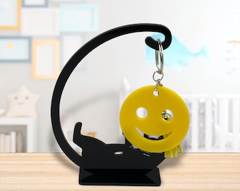 Handmade Smiley Face Keychain – Backpack Charm, Purse Accessory