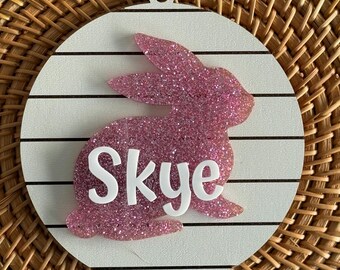 Personalized Easter Bunny Basket Tags - Custom Shiplap Style