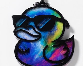 Acrylic Duck Car Charm | Multi-Layered Off-Road Vehicle Rearview Mirror Hanger | Custom Car Accessory Gift