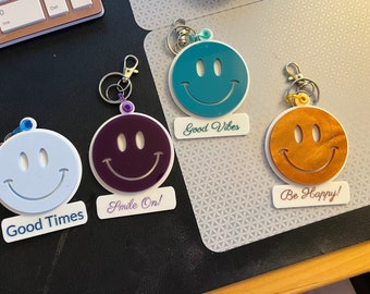Cheerful Smiley Keychains for Positive Vibes - Fun Bag Tags & Pulls