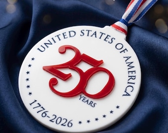 250th Anniversary Ornament | Patriotic USA Semiquincentennial Christmas Ornament Red Blue | American Heritage Keepsake