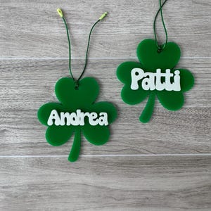 Personalized Acrylic Shamrock Gift Tag - Customized Name Car Charm