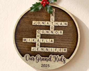 Handcrafted Scrabble Crossword Ornament for Unique Holiday Decor or Gifts